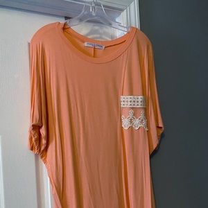 Coral pink jersey knit shirt